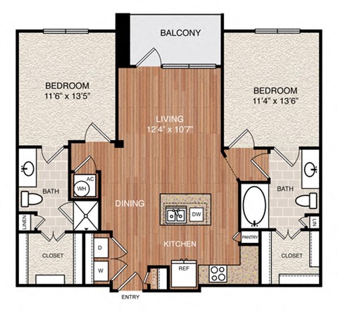 D1 Floor Plan at Berkshire Medical District, Texas